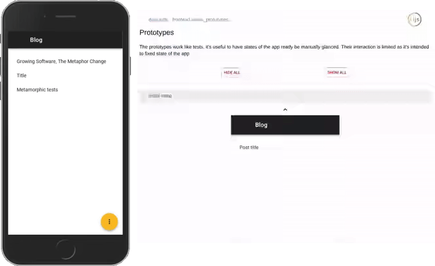 Blog App and prototypes gif
